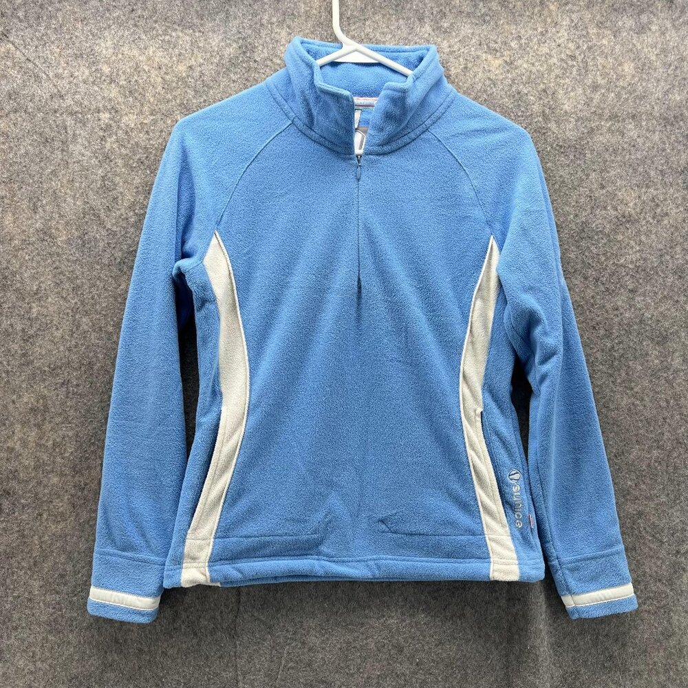 Sunice Sweater Women Small Ladies Blue 1/4 Zip Sweatshirt Fleece Mock Neck Golf